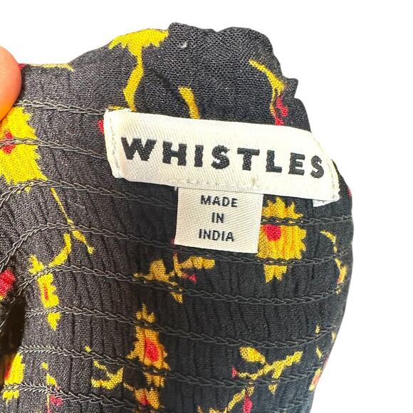 Whistles Aster Floral Textured Jumpsuit Black Yellow Print Size 0 - Picture 11 of 14